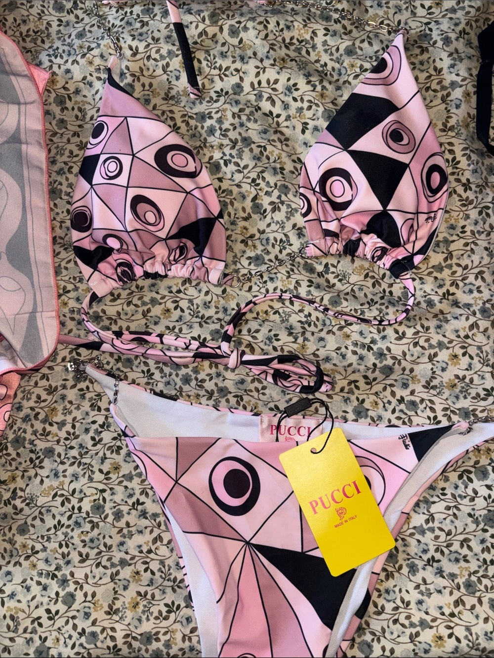 EMILIO PUCCI Pink Geometric Triangle Bikini